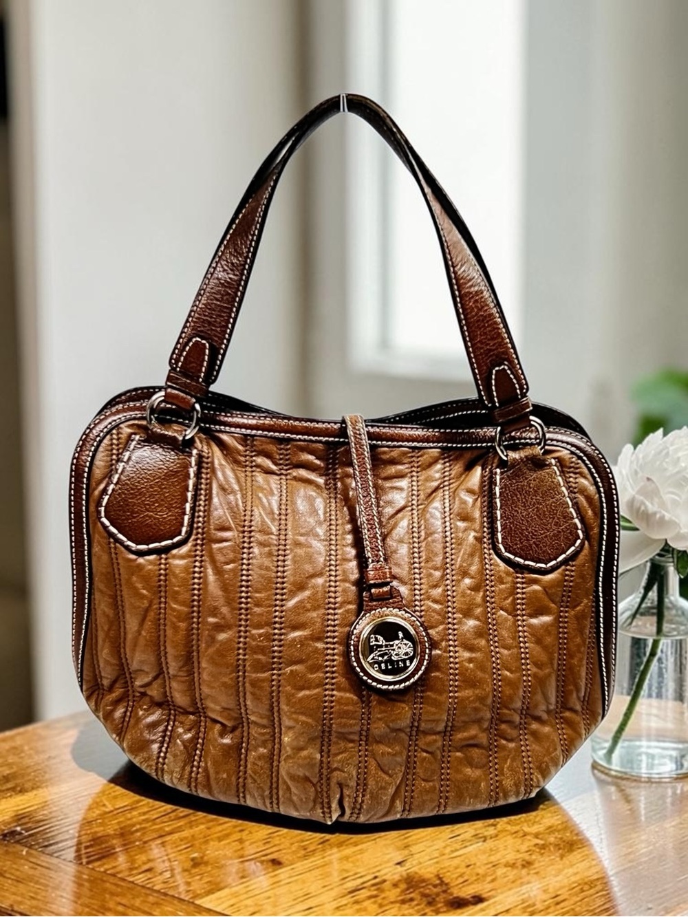 Celine Vintage 1990-2000s Leather Handbag Brown